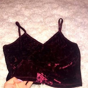 red velvet flowy top and shorts